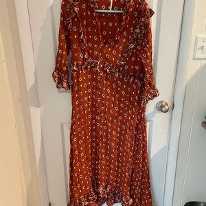Free People Ruffled Hem V Neck Maxi Dress